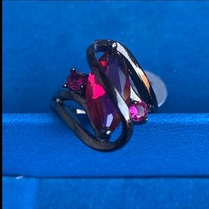 Pink lab Sapphire 14KT Black Gold Filled Ring